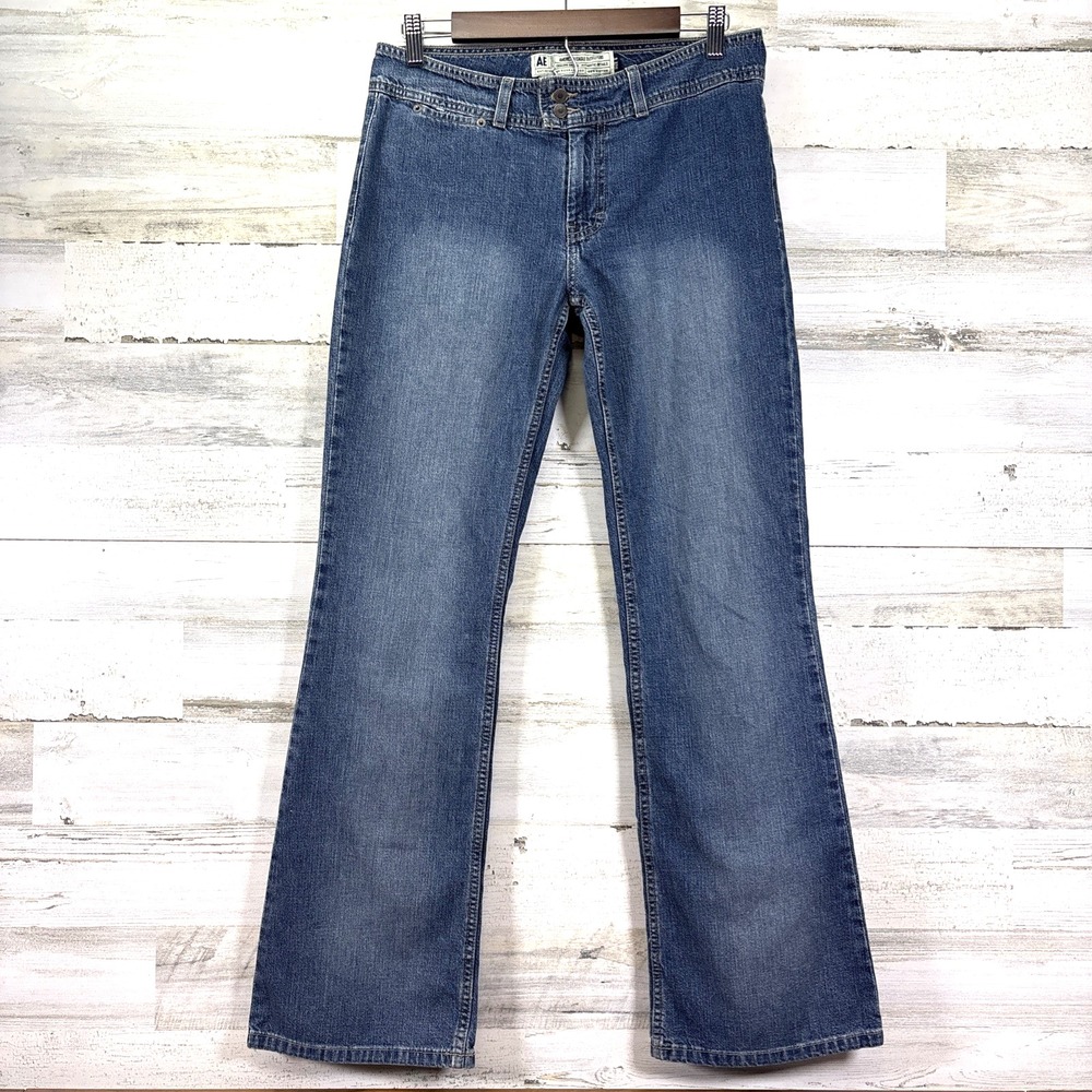 American Eagle Womens Blue 100% Cotton Slash Pocket Medium Wash Bootcut Jeans 6